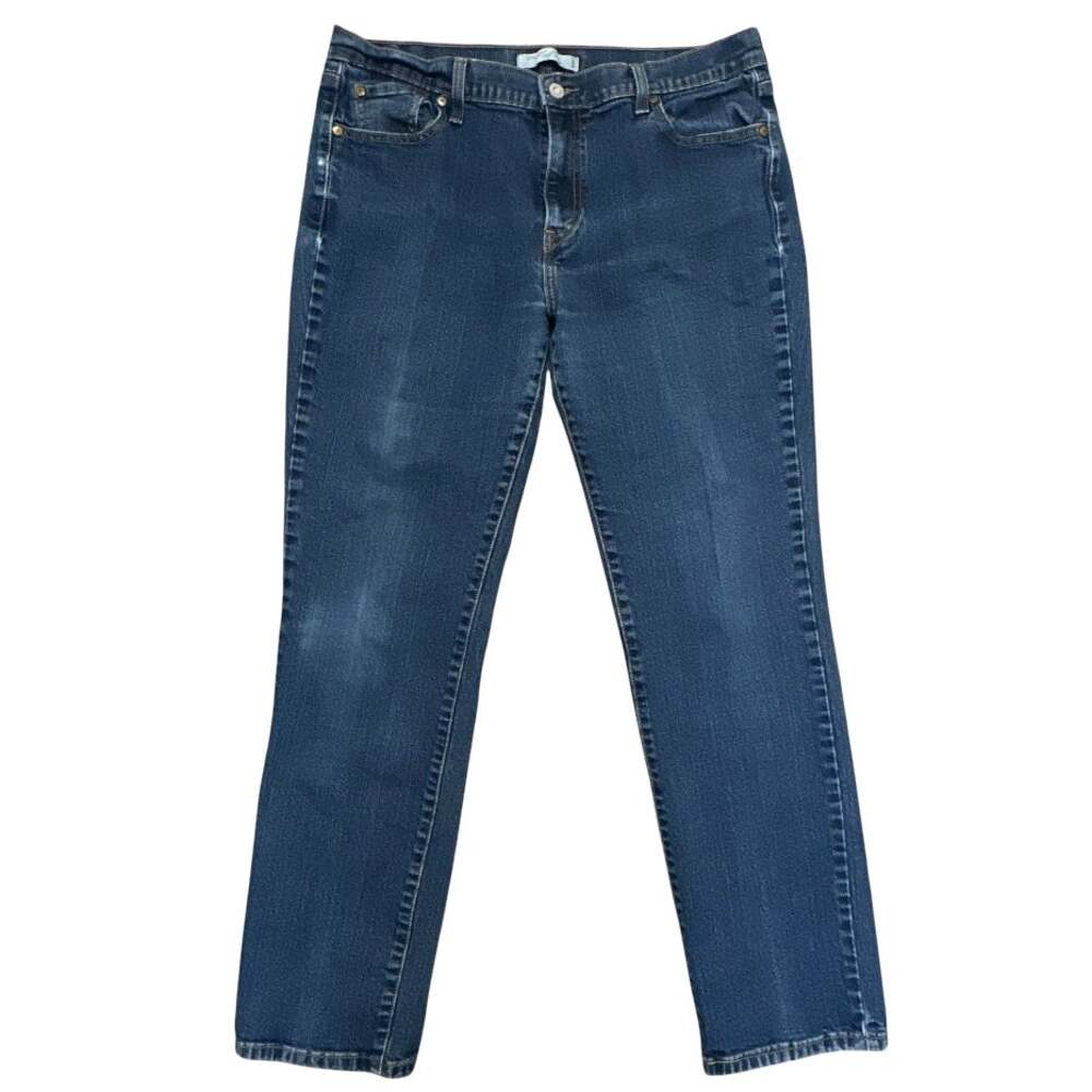Levi's 505 Straight Leg Jeans Women's 16 Blue Mid Rise Dark Wash Stretch Denim